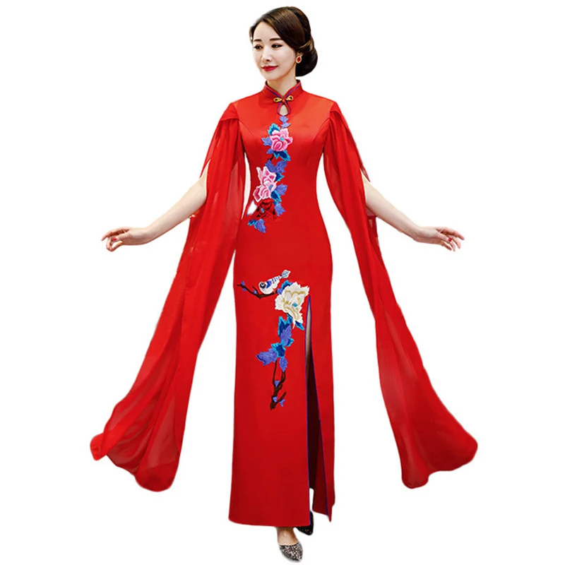 High-end Chinese Cheongsam High Quality 5XL Vintage Women Long Party Evening Qipao Dress Oriental Woman Elegant Formal Qipao
