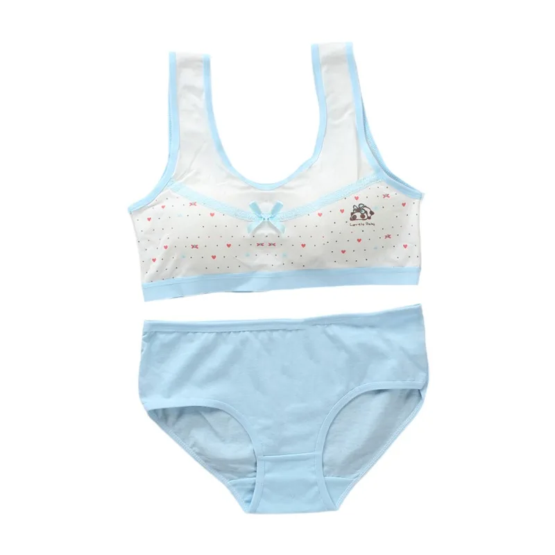 

Cotton Camisoles Set Panties for Young Girls Tanks Underwear Print T-shirt for Teenage Girls Training Camisole