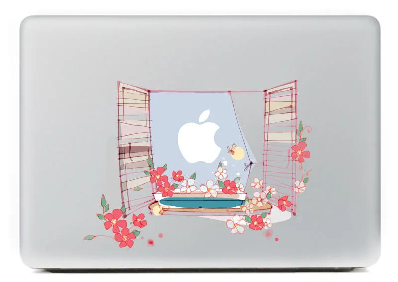 Подоконник с красивыми цветами Виниловая Наклейка для DIY Macbook Pro/Air 11 13 15 дюймов