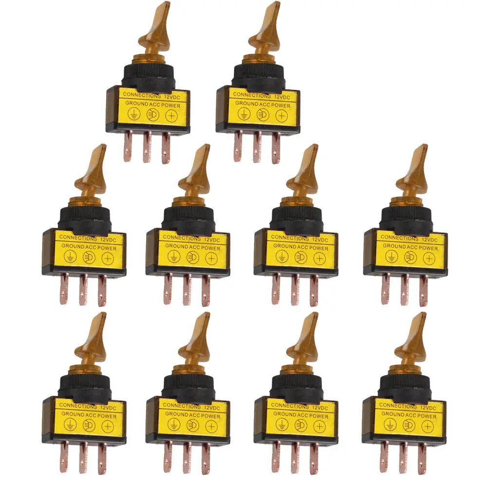 10X12 В 20A Желтый светодиодный переключатель света выкл/вкл SPST автомобиля