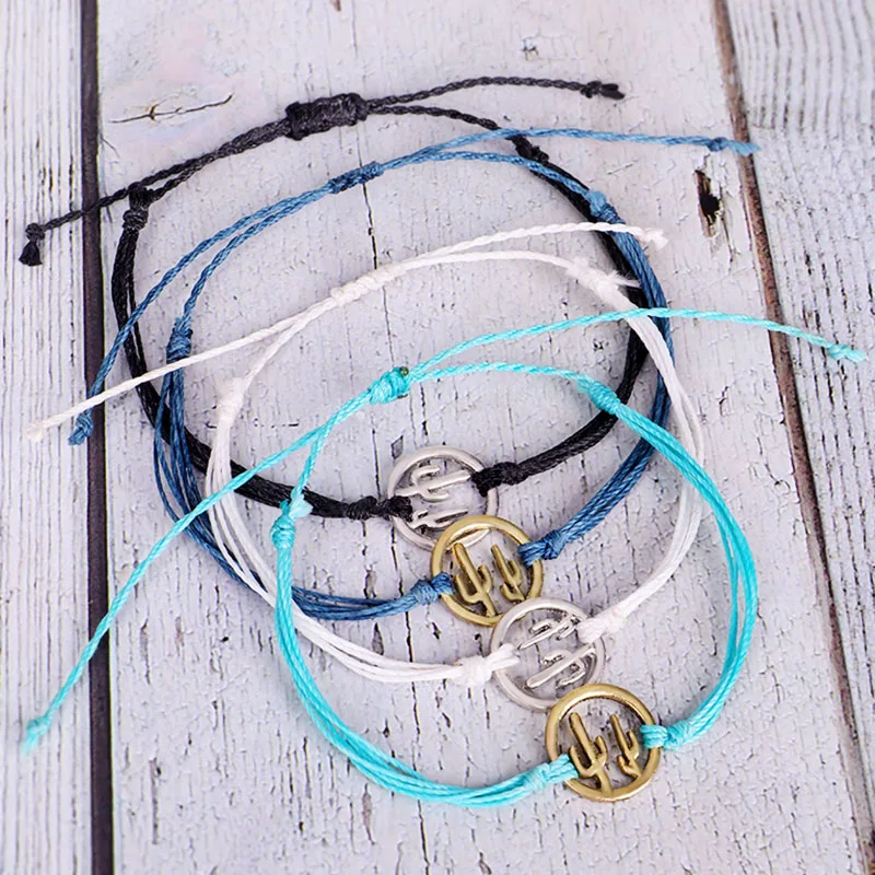 Оригинальный браслет ручной работы из воска с бронзой древнее серебро Кактус