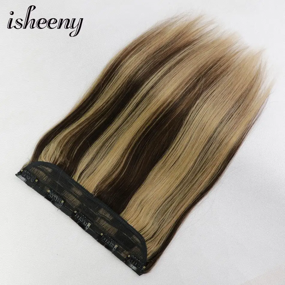 Isheeny, 14 дюймов, 18 дюймов, 22 дюйма, 1 шт., бразильские заколки для волос, Tic Tac, 5 клипов, remy, прямые волосы на заколках для наращивания
