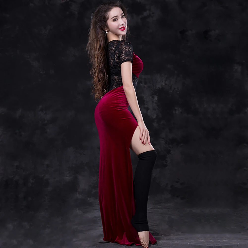 Женское платье для танца живота бархатное из 2 предметов (платье и леггинсы)