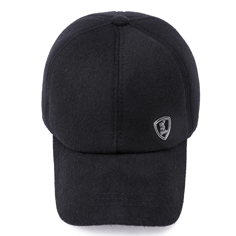 2019 Мужская Зимняя кепка модная бейсбольная с ушками Gorras Para Hombre однотонная