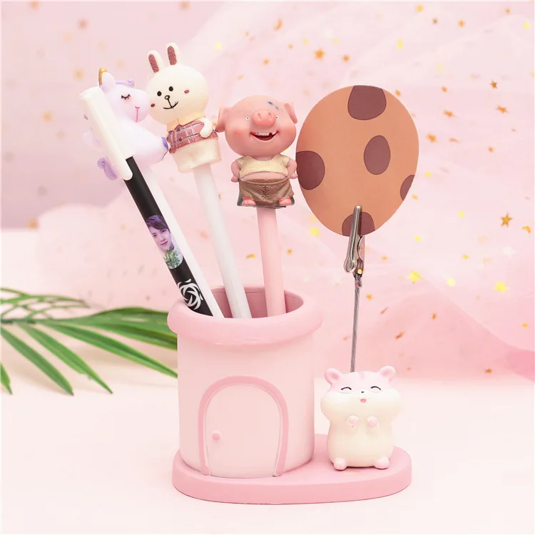 Креативный держатель для карандашей с клипсой из смолы Kawaii настольный