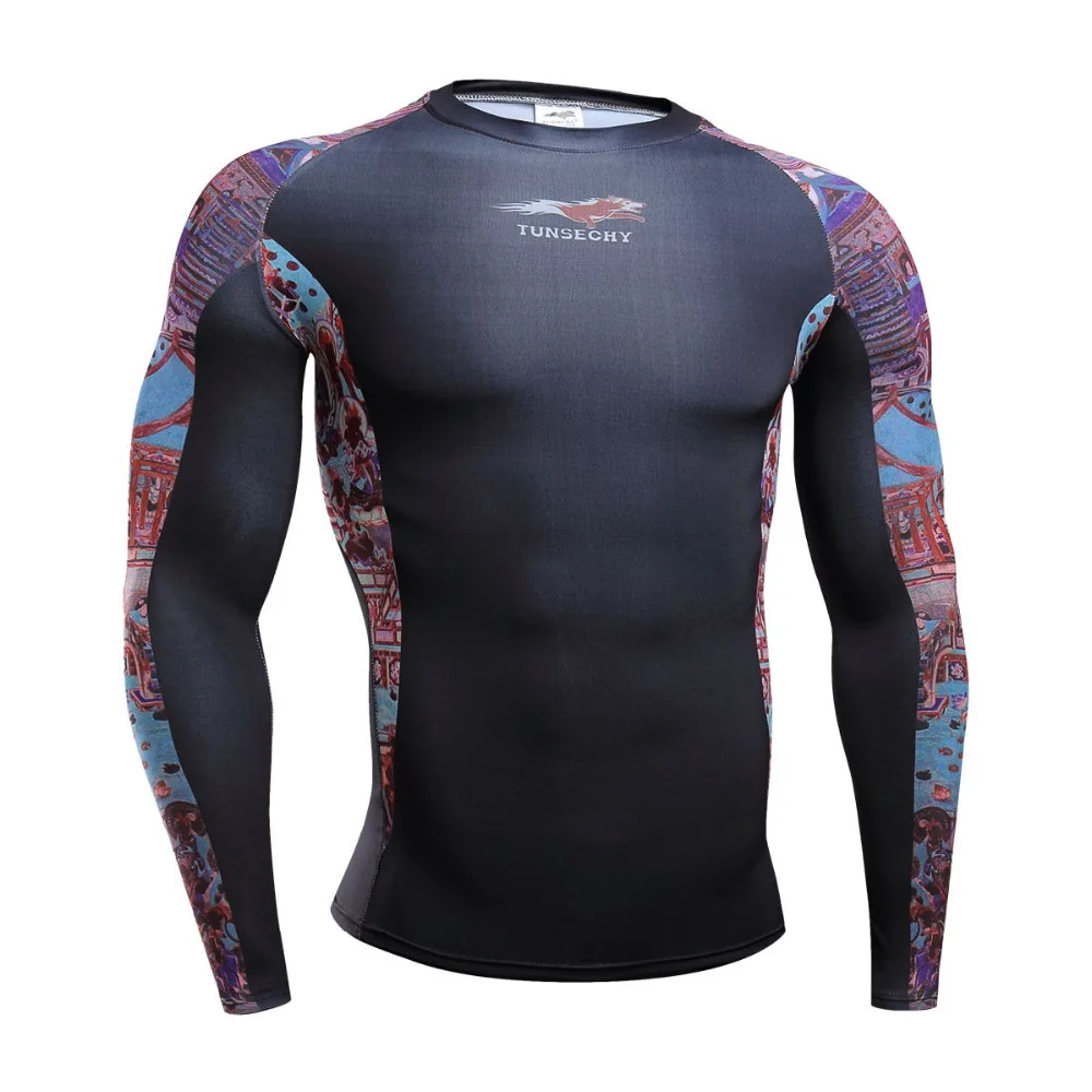 Cycling shirt New Arrival Compression Shirts Bodybuilding Skin Tight Long Sleeves Quick Dry Clothings Colorquick Bodybuild C | Спорт и