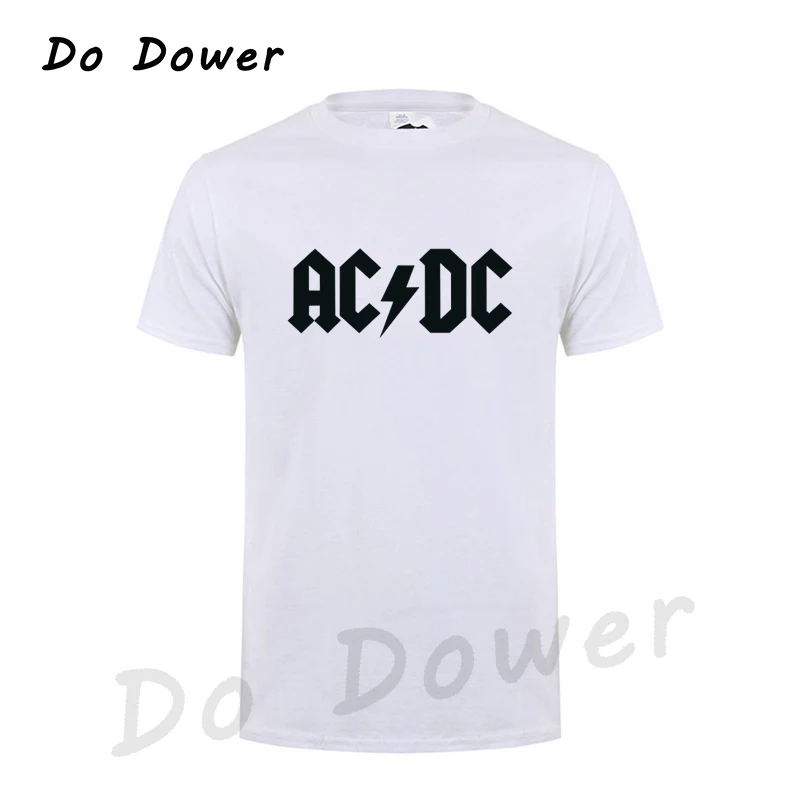 White Новинка, Camisetas AC/DC Band Rock, Мужская футболка с графическим принтом Acdc, Повседневная футболка с круглым вырезом, хип-хоп, короткий рукав, хлопковый топ - Цвет: White