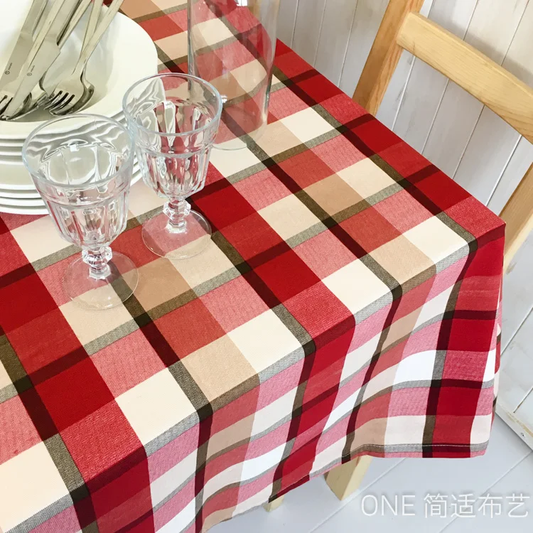 The countryside cloth cotton coarse grid table dining can be customized | Дом и сад