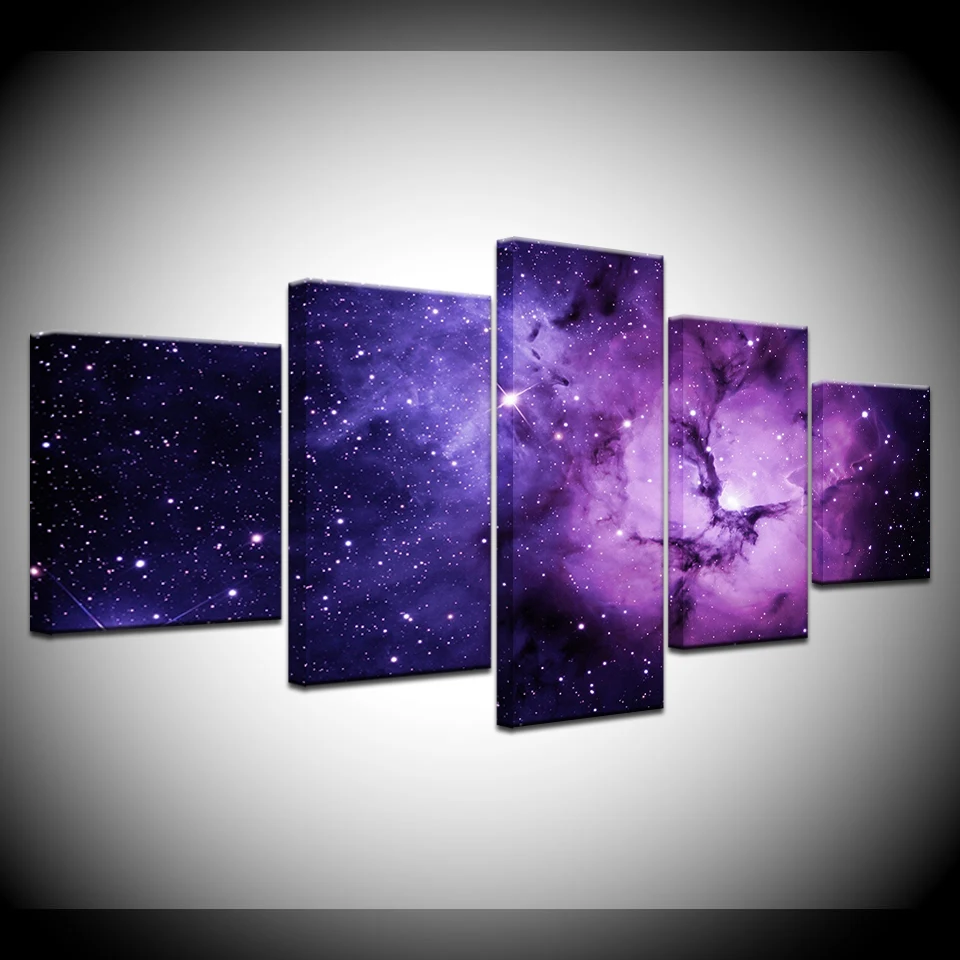 

The Cosmic Nebula free shipping 5 Panels Wallpapers modern Modular Poster art Canvas painting for Living Room Home Decor