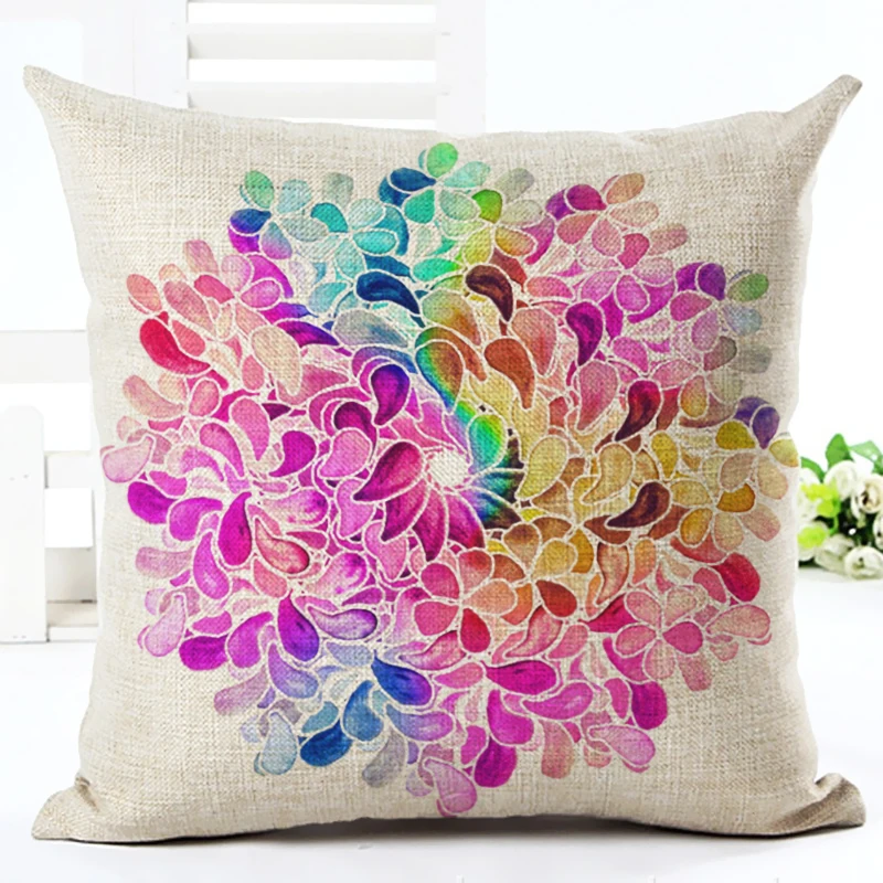 2016 цветные цветы в европейском стиле квадратный льняной с принтом декор для