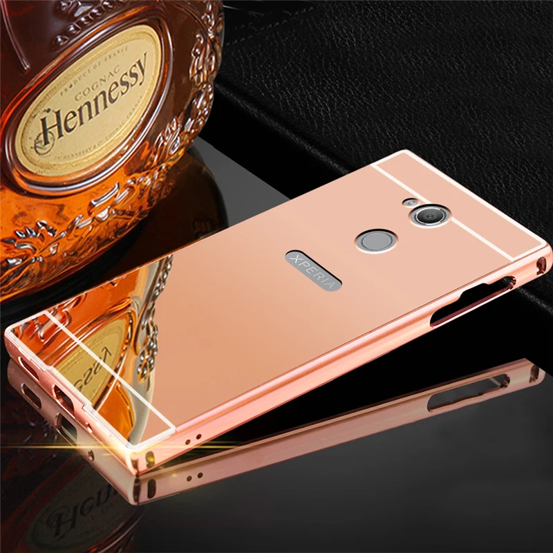 Чехол для sony Xperia XA2 Ultra 6,0 ''H4213 H4233, зеркальный бампер с алюминиевой металлической рамкой+ Жесткий Чехол для задней панели из поликарбоната, чехол для телефона s
