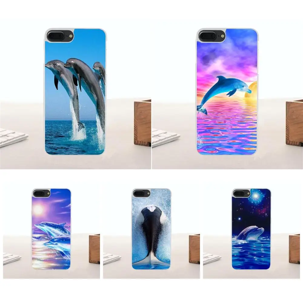 Танцевальный и прыгающий Дельфин для Apple iPhone 4 4S 5 5C SE 6 6S 7 8 Plus X Мягкий Силиконовый