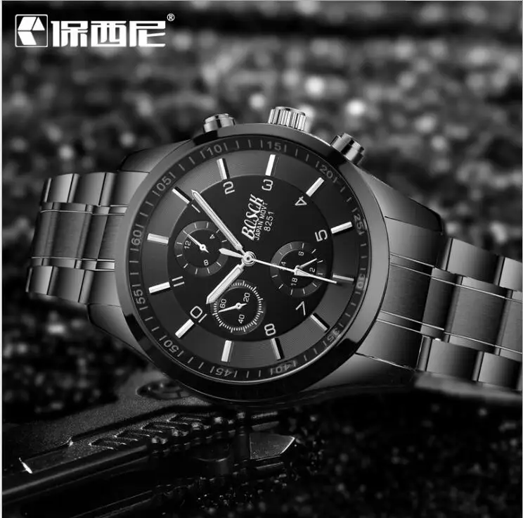 Men Watch Watchband Stainless Steel Wrist Watches Male Calendar Clock Brand Quartz Movement sports luminous waterproof Relogio | Наручные