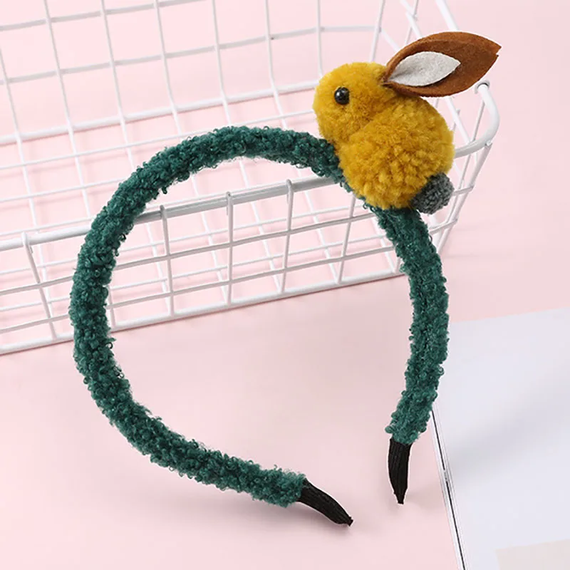 headband green Новые детские милые кроличьи повязки для волос для маленьких девочек заколки для волос плюшевые кроличьи уши заколки для волос Детская повязка для волос Haarband детские украшения для волос - Цвет: headband green