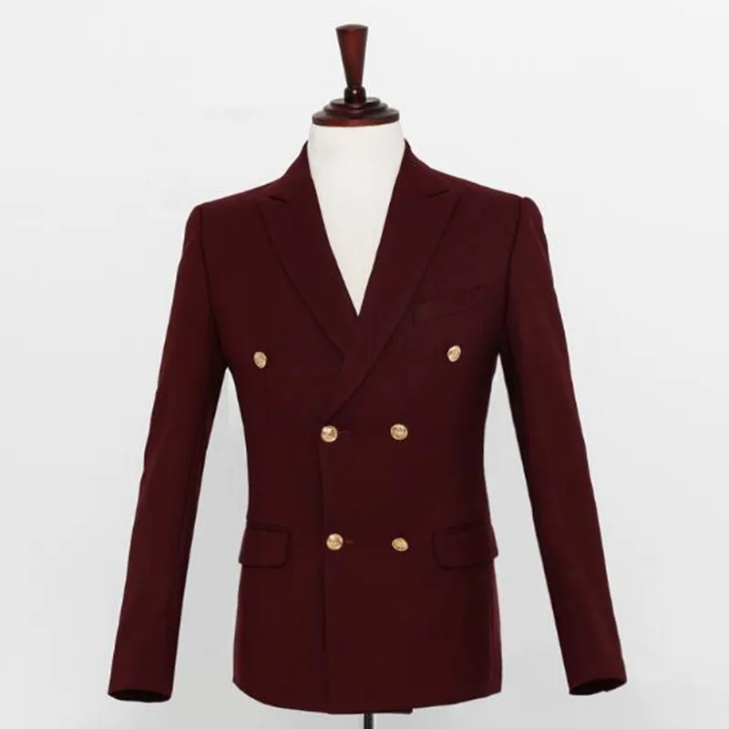 Новый дизайн мужские костюмы пиджак Одноцветный двубортный свадебный смокинг