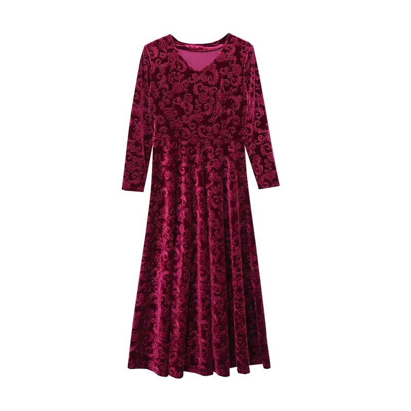High Quality Velet Long Dresses For Women Elegant V-Neck Evening Party Dress 2019 Plus Size 4XL Sleeve Spring Female |
