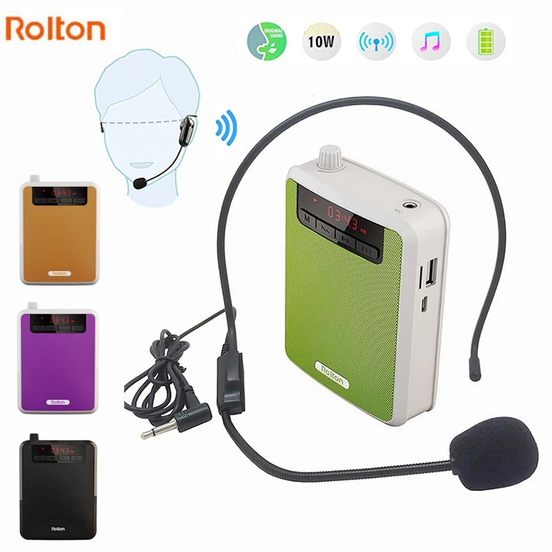 Портативный голосовой усилитель Rolton K300 Bluetooth Мегафон внешний аккумулятор