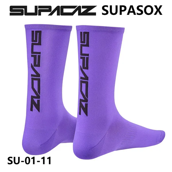 purple black logo SUPACAZ SupaSox уличные дышащие спортивные носки гоночный велосипед Компрессионные носки для бега - Цвет: purple black logo