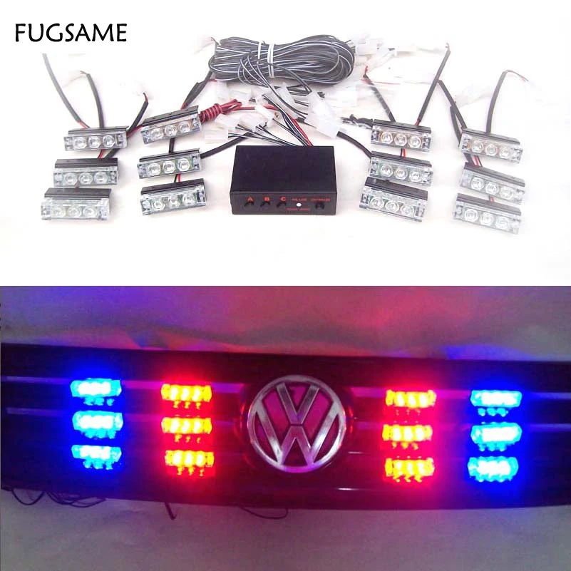 

FUGSAME New Car Auto LED strobe Light Blink Flash Lights/Light bars for Deck Dash Grille