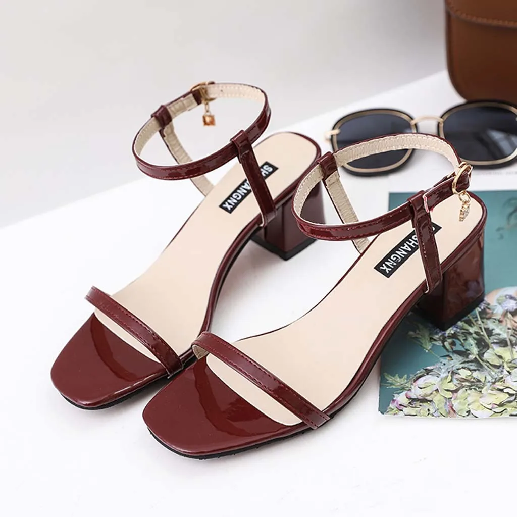 Женские босоножки на квадратном каблуке SAGACE модные элегантные высоком с пряжкой