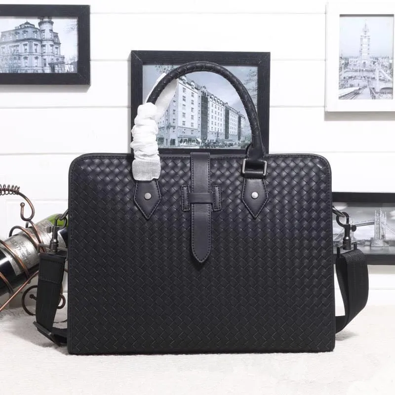 Kaisiludi leather braided  bag handbag business  briefcase computer bag waxed cowhide oblique cross bag