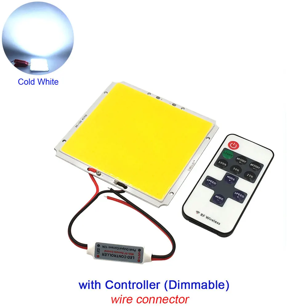 COB with RC CW 100 мм квадратный 12 В 50 Вт COB светодиодный светильник с диммером Теплый Холодный белый флип-чип COB Диммируемый светодиодный светильник для DIY наружный светильник ing Bulb - Испускаемый цвет: COB with RC CW