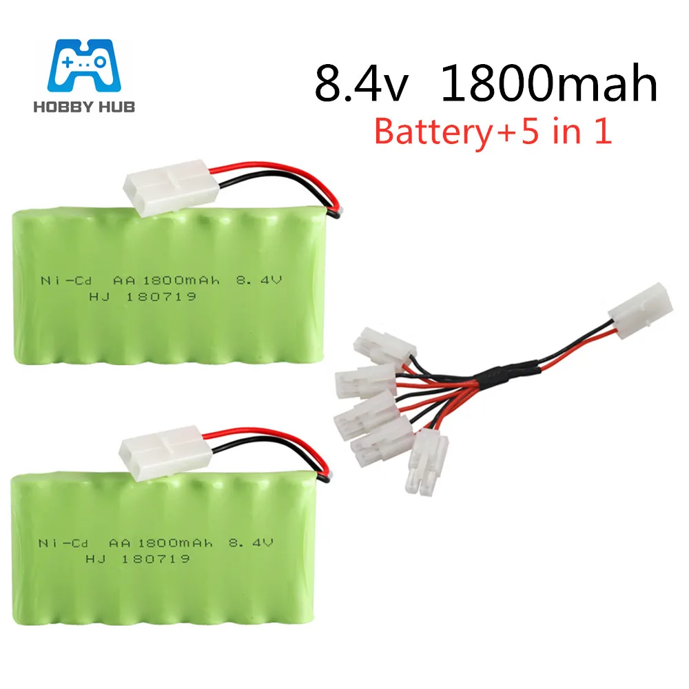 

Аккумулятор NI-CD, 8,4 в, 1800 мА · ч, USB/кабель 5 в 1 для радиоуправляемого автомобиля, корабля, робота, пистолета, танка, пульта дистанционного управления, электрических игрушек, перезаряжаемая батарея
