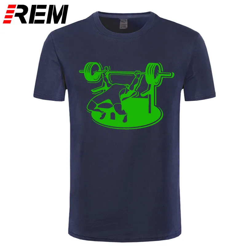 REM новые Брендовые мужские футболки летние хлопковые футболки с коротким рукавом Бодибилдинг скамья пресс штанга футболка размера плюс