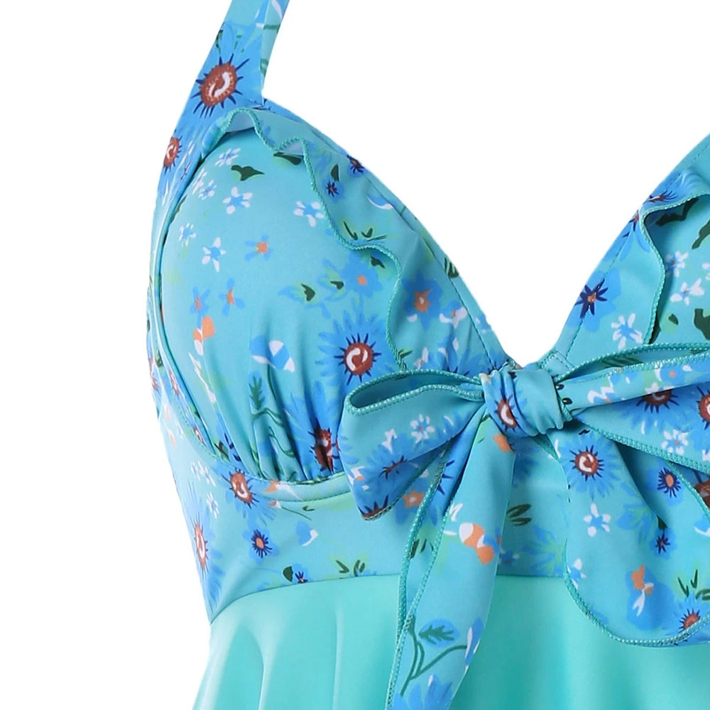 Танкини большого размера с принтом Дейзи завышенная талия платок купальник