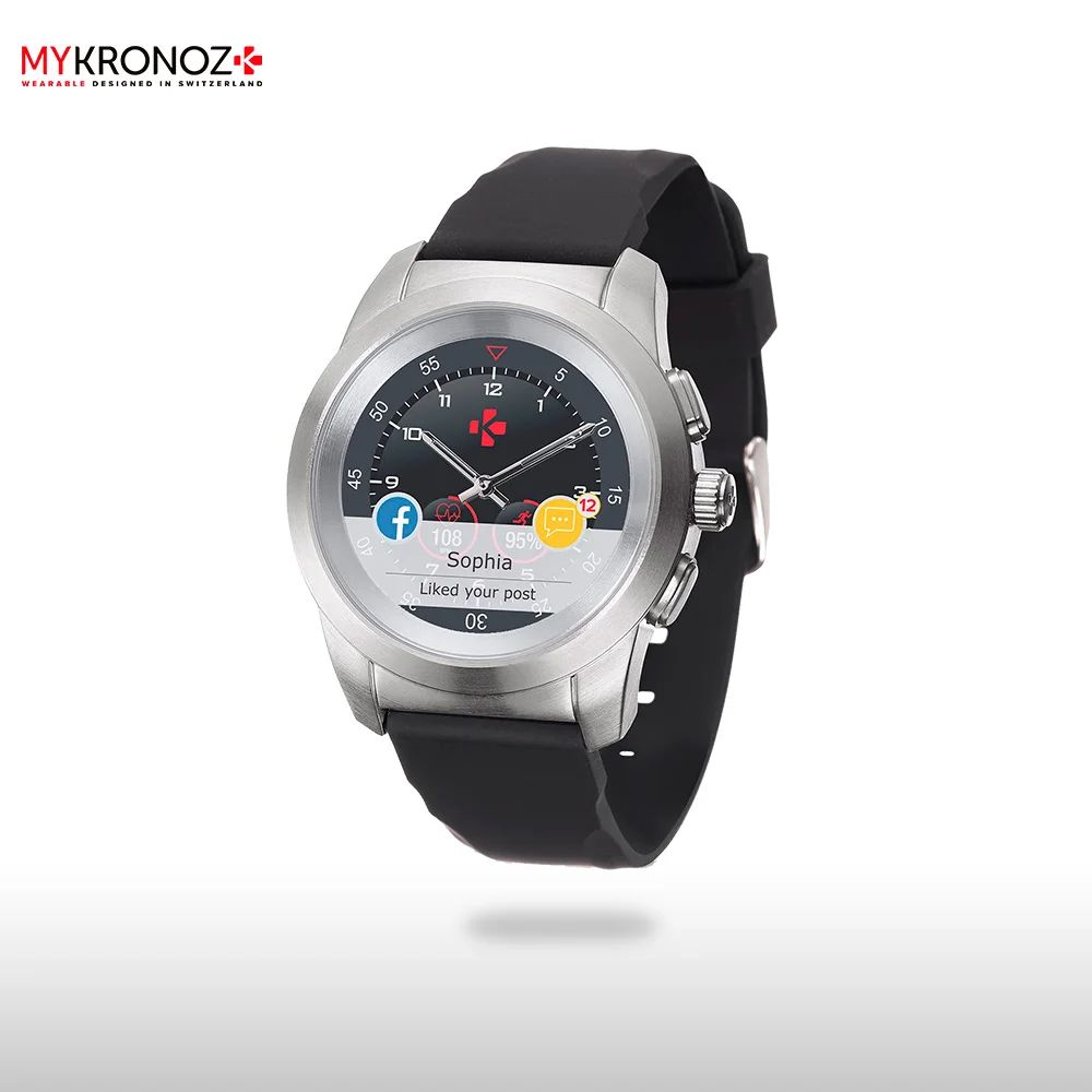 Смарт часы MyKronoz гибридные ZeTime Original Regular цвет матовое серебро/черный|Смарт-часы| |