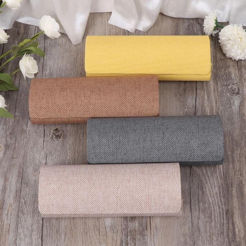 Ретро овальная коробка для очков льняные складные очки чехол оптической корзины