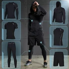 2017 зимние уличные быстросохнущие комплекты для бега мужские Компрессионные спортивные костюмы для бега баскетбольные колготки одежда спортивная одежда для тренажерного зала и фитнеса