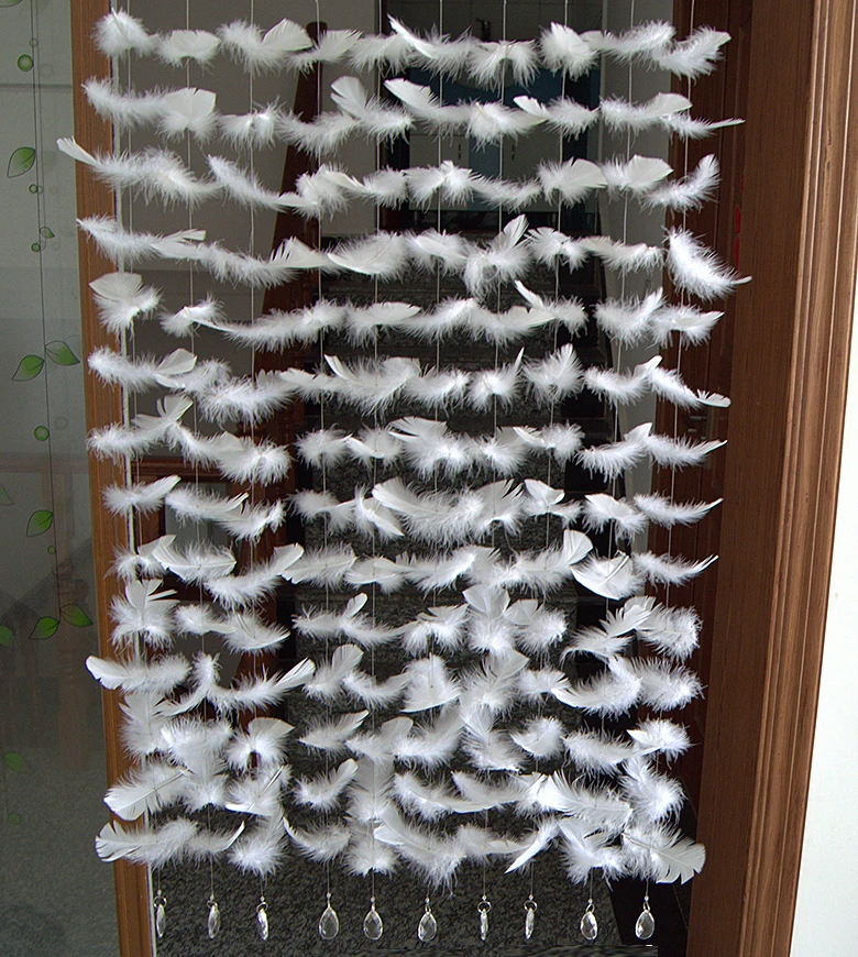 Занавески с перьями занавески хрустальными бусинами из готового продукта