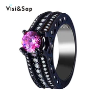 eleple black gold color rings purple stone wedding bands cubic zirconia rings for women party engagement fashion jewelry vsr245