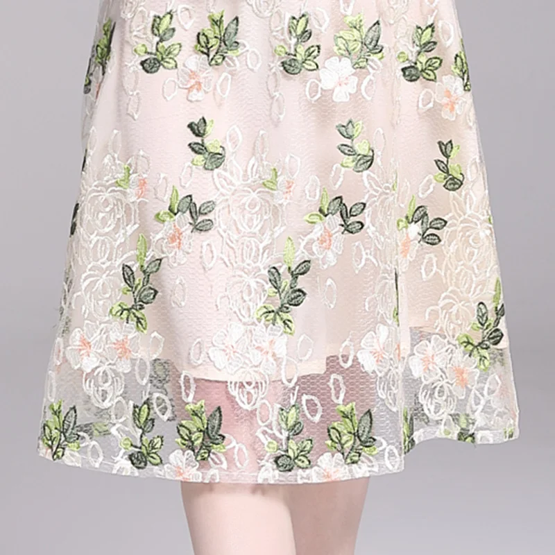 

2019 Summer New Arrial Charming Mesh Embroidered Holiday Dress Women's Dress 190320124