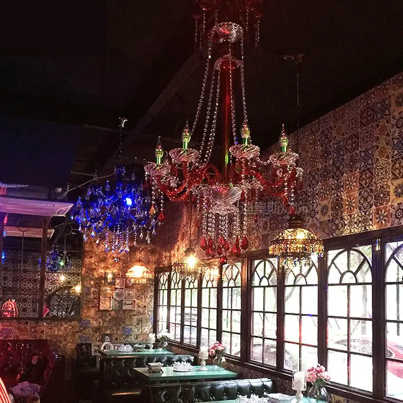 Черная люстра в античном стиле для кухни кафе ресторана E14 6 10 шт.|lustre lamp|chandelier