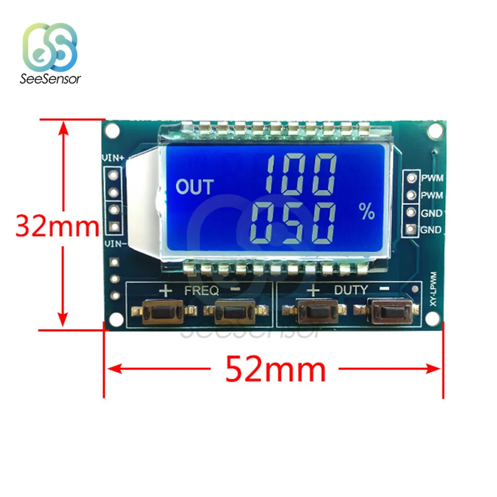 Signal Generator PWM Pulse Frequency Duty Cycle Adjustable Module LCD Display 1Hz-150Khz 3.3V-30V Board | Инструменты