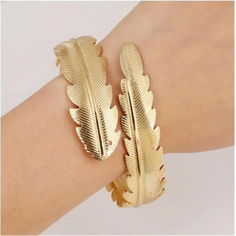 Женский металлический браслет в виде перьев и листьев|bangles fashion|fashion banglebracelets for women