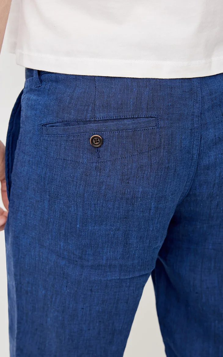 Джек Джонс весна лето мужские брюки Slim Fit Твердые повседневные укороченные брюки мужские брюки льняные брюки | 217214510