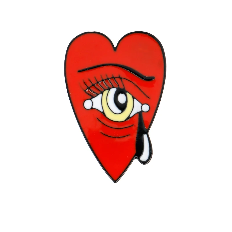 Эмалированные булавки с красным сердцем и слезой глаз грустная брошь значок