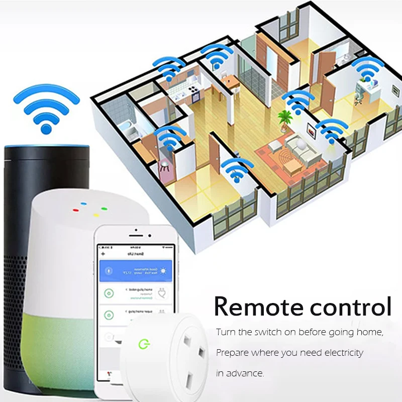 1PC UK Smart Socket Wifi Wireless APP Remote Power Switch Voice Intelligent Home Plug for Alexa Google Outlet | Электроника