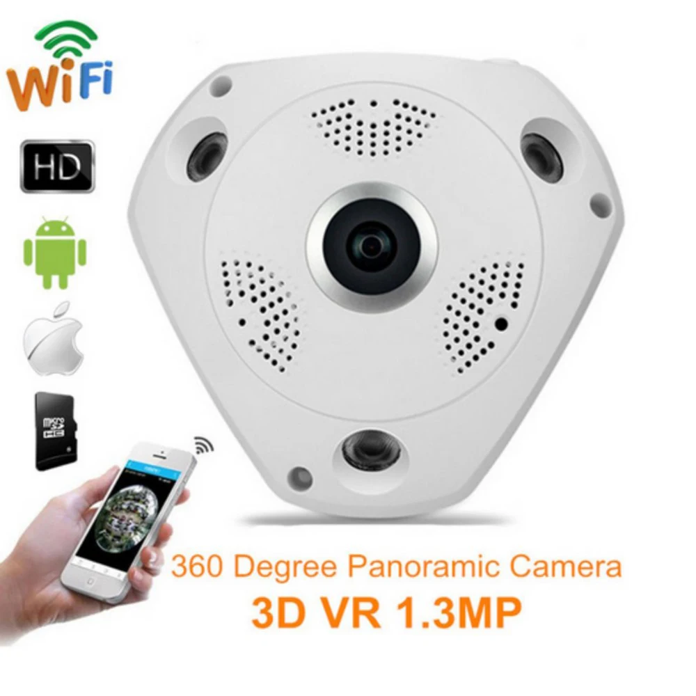 JCWHCAM 360 панорамная камера 960P VR IP WiFi объектив рыбий глаз МП 3D безопасности