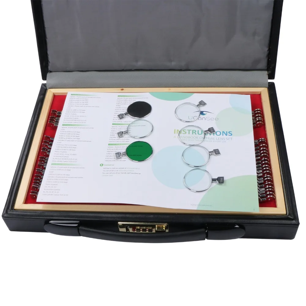 104 шт. набор оптических пробных линз металлический обод кожаный чехол +