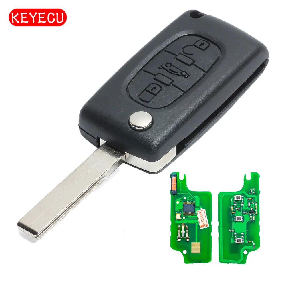 Keyecu Новый складной 3 кнопки 433 МГц ID46 чип дистанционного ключа для Citroen C2 C3 0523
