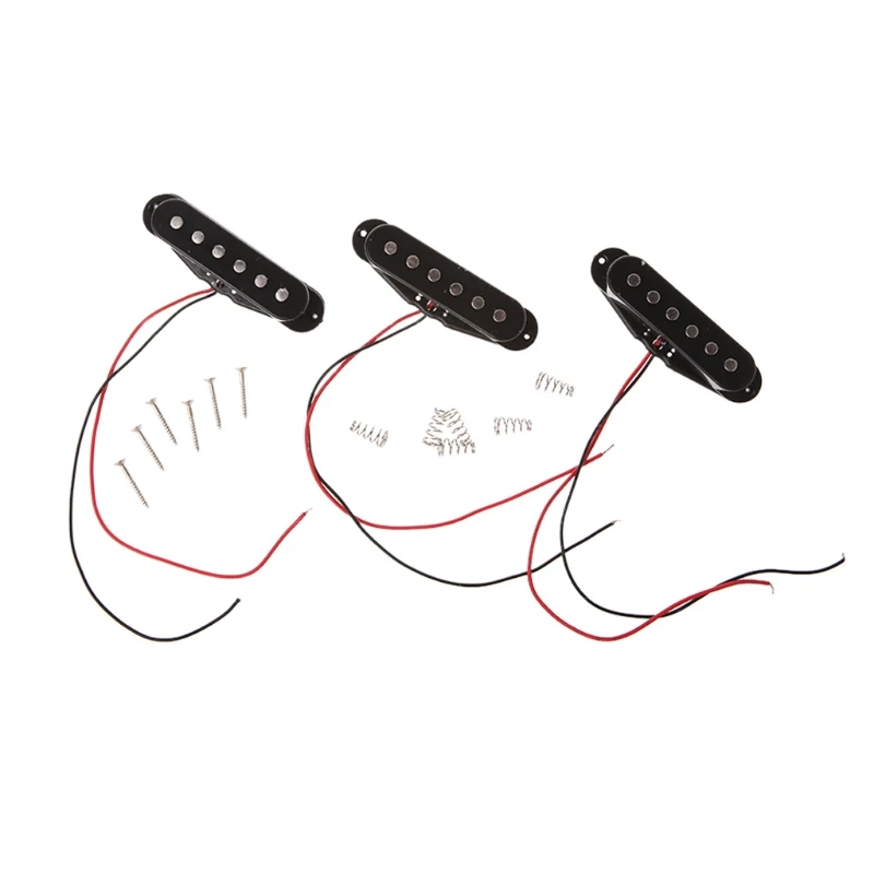 

Black 1Set/3Pcs Single Coil Pickup SSS for Strat Style Guitar