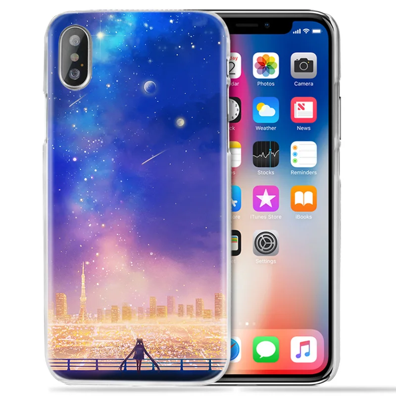 Чехол Sailor Moon Kawai для iPhone XS Max XR X 10 7 7 S 8 6 6 S Plus 5s SE 5 4s 4 5C Прозрачный жесткий пластиковый чехол для телефона аниме Coque