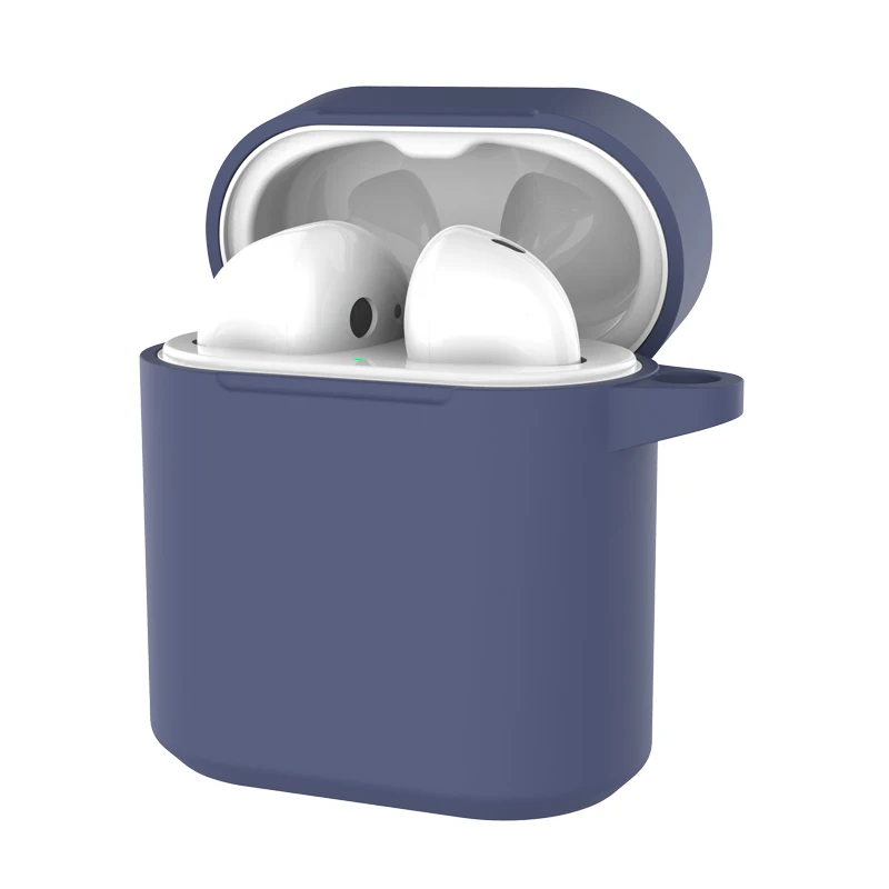 Силиконовый чехол для наушников для Huawei Honor FlyPods Fly Pods Pro защитные чехлы для Freebuds 2 Pro металлический карабин - Цвет: Darkblue