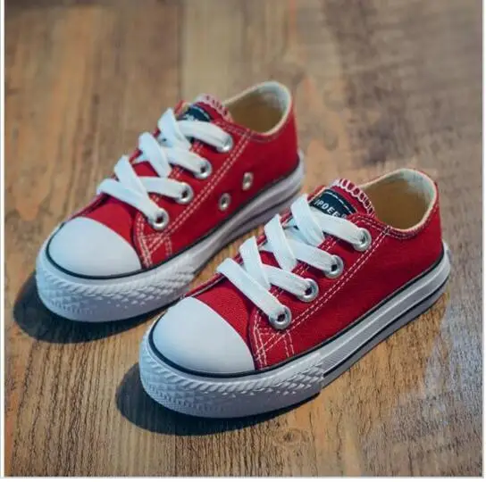 2019 Children Canvas Shoes Girls Boys Sneakers Soft Sole Trainer Casual Flat Lace-Up Kids Baby Plimsolls (Toddler/Big Kid) | Детская