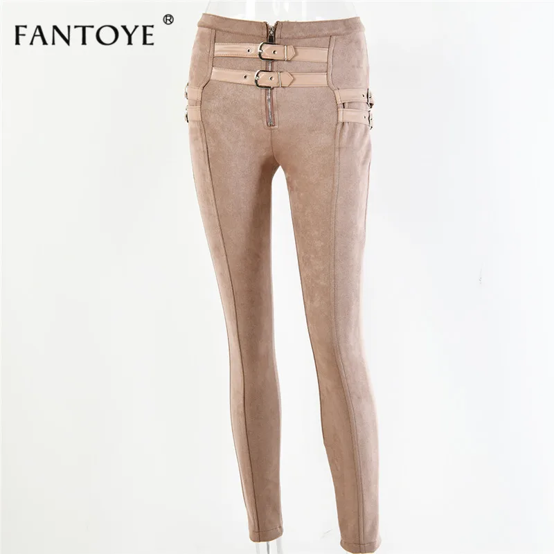 Fantoye Женские повседневные облегающие замшевые брюки 2021 классические цвета хаки