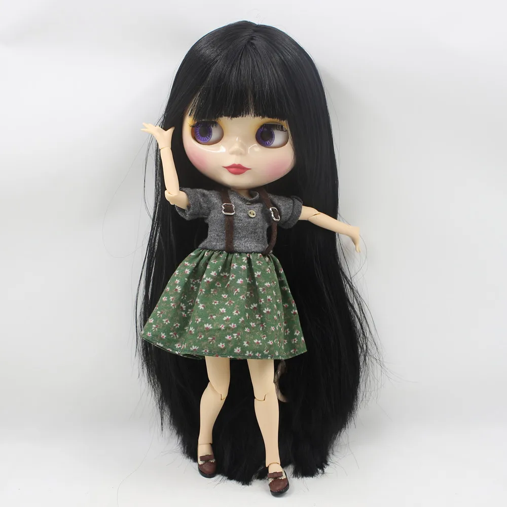 ICY DBS шарнирная кукла Blyth Игрушка Черный прямой длинный волос белая кожа